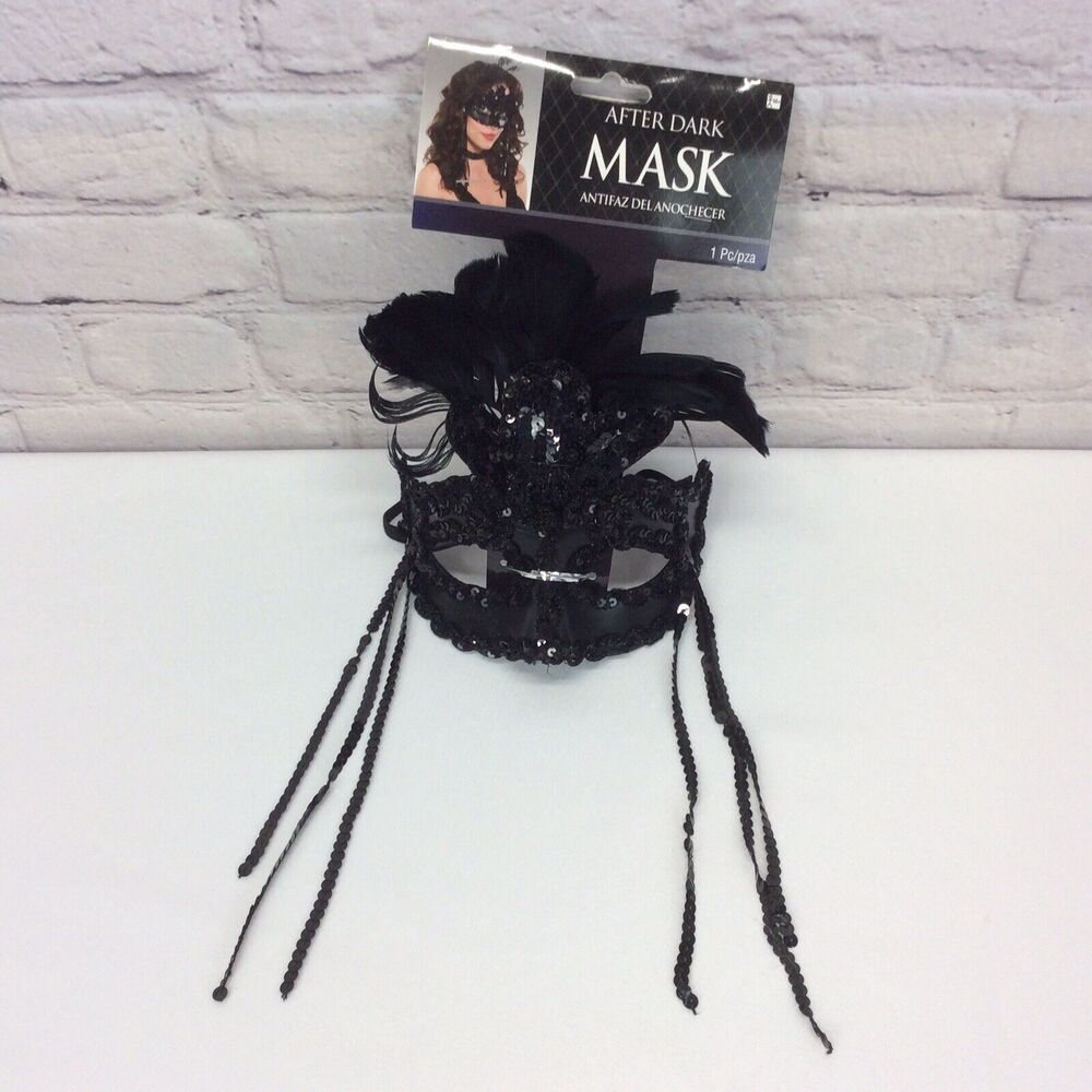 Masquerade Mardi Gras Costume Mask Black Sequins Dark Academia Cosplay Halloween